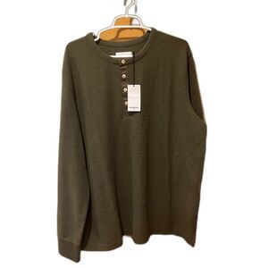 Goodfellow men’s green Henley xxl button up new nwt